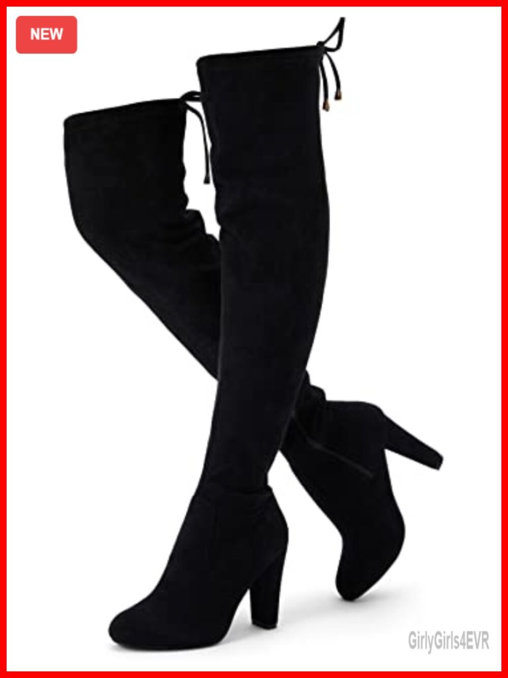 Suede Thigh High Over the Knee Boots Block Heel Round Toe Side Zip